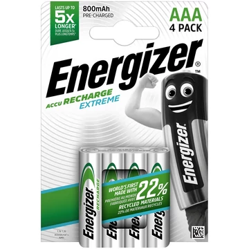 Akkumulátor AAA mikro 800mAh Extreme 4 db/csomag, Energizer Akkumulátor AAA mikro 800mAh Extreme 4 db/csomag, Energizer