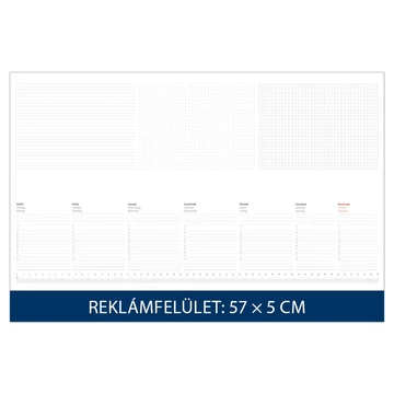 Asztali naptár könyöklő 570 x 380 mm, fehér lapokkal kék Dayliner 2026. Asztali naptár könyöklő 570 x 380 mm, fehér lapokkal kék Dayliner 2026.