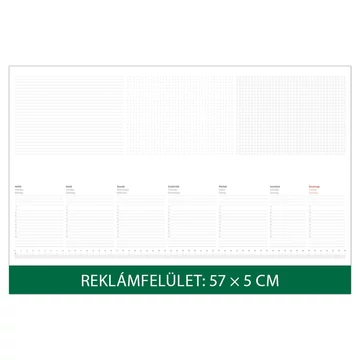 Asztali naptár könyöklő 570 x 380 mm, fehér lapokkal zöld Dayliner 2026. Asztali naptár könyöklő 570 x 380 mm, fehér lapokkal zöld Dayliner 2026.