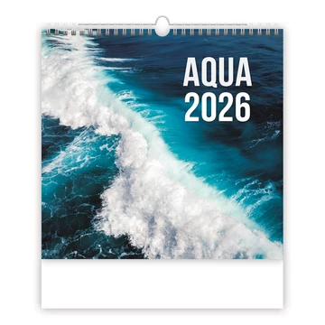 Falinaptár képes 300 x 300 mm, fehér lapokkal Aqua Dayliner 2026. Falinaptár képes 300 x 300 mm, fehér lapokkal Aqua Dayliner 2026.