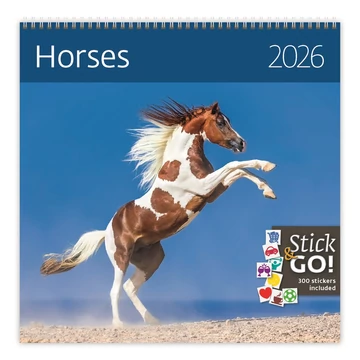 Falinaptár képes 300 x 300 mm, fehér lapokkal Horses Dayliner 2026. Falinaptár képes 300 x 300 mm, fehér lapokkal Horses Dayliner 2026.