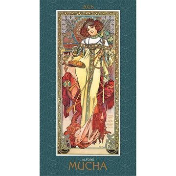 Falinaptár képes 420 × 560 mm, fehér lapokkal Alfons Mucha Dayliner 2026. Falinaptár képes 420 × 560 mm, fehér lapokkal Alfons Mucha Dayliner 2026.