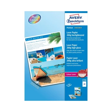 Fotópapír 210x297mm 200g 100 ív/doboz fényes, Avery fehér Fotópapír 210x297mm 200g 100 ív/doboz fényes, Avery fehér