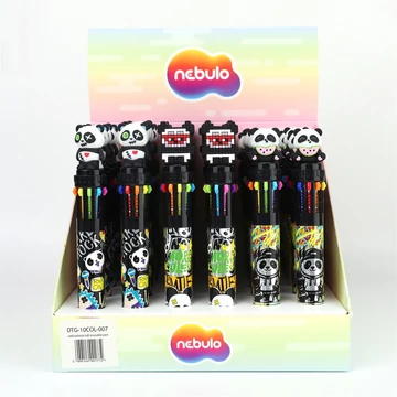 Golyóstoll 10színű, panda, 30 db/display Nebulo