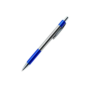 Golyóstoll nyomógombos 0,7mm, fém test, műanyag fogórész kék, írásszín kék