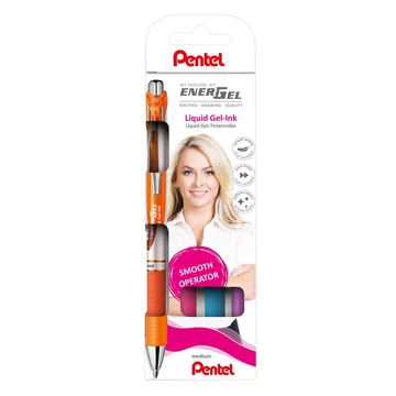 Rollertoll zselés 0.7mm, Pentel EnerGel BL77-4, írásszín narancs, pink, világoskék, lila Rollertoll zselés 0.7mm, Pentel EnerGel BL77-4, írásszín narancs, pink, világoskék, lila