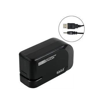 Tűzőgép elektromos 20lap, 24/6 és 26/6  elemmel és USB kábelel is működtethető fekete EAGLE EG-1610