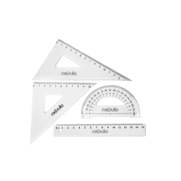 Vonalzókészlet, 30 cm egyenes vonalzó, szögmérő, 45° 13 cm és 60° 18 cm háromszög vonalzó, 4 db/bliszter Educa