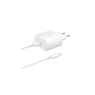 Töltő hálózati SAMSUNG Type-C aljzat (45W, PD gyorstöltő + 100cm Type-C kábel) fehér Töltő hálózati SAMSUNG Type-C aljzat (45W, PD gyorstöltő + 100cm Type-C kábel) fehér