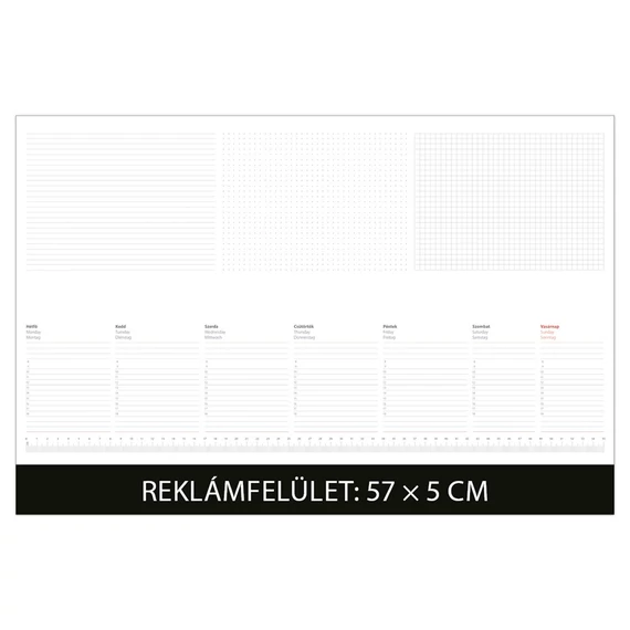 Asztali naptár könyöklő 570 x 380 mm, fehér lapokkal fekete Dayliner 2026. Asztali naptár könyöklő 570 x 380 mm, fehér lapokkal fekete Dayliner 2026.