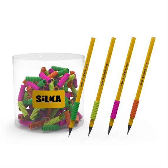 Ceruza markolat, spirál, szilikon, neon, 72 db/display, Silka Ceruza markolat, spirál, szilikon, neon, 72 db/display, Silka