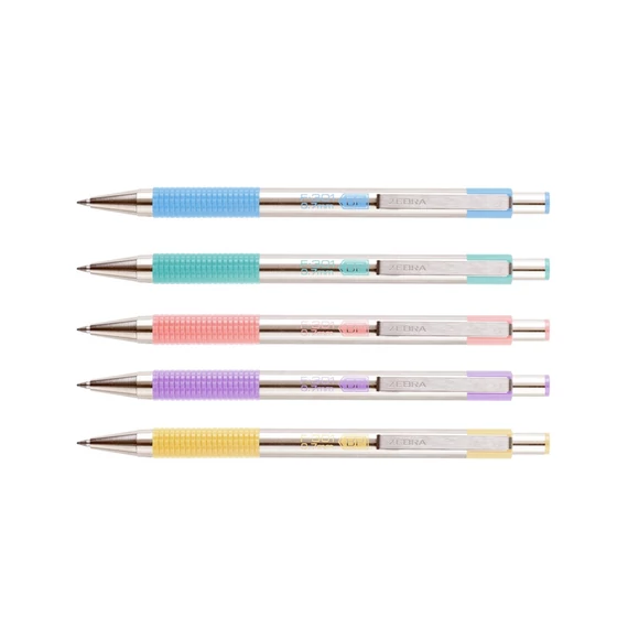 Golyóstoll 0,7mm, pasztell zöld test, Zebra F-301, írásszín kék