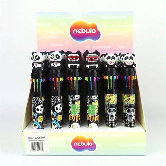 Golyóstoll 10színű, panda, 30 db/display Nebulo