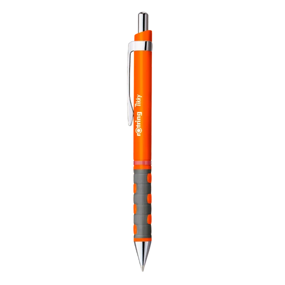 Golyóstoll neonnarancs test, Rotring Tikky III, írásszín kék