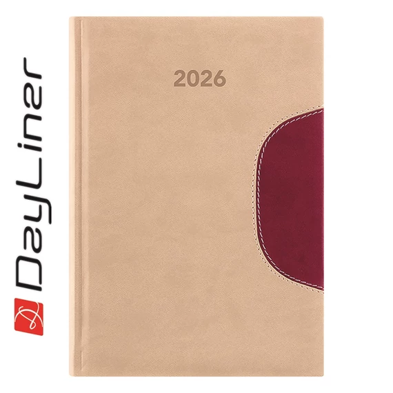 Határidőnapló Memphis A5 napi, fehér lapokkal bézs-padlizsán Dayliner 2026. Határidőnapló Memphis A5 napi, fehér lapokkal bézs-padlizsán Dayliner 2026.