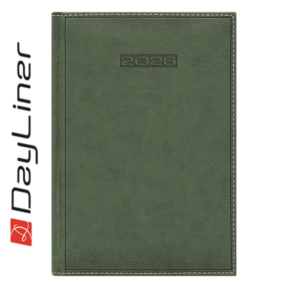 Határidőnapló Sherwood A5 napi, krémszínű lapokkal zöld Dayliner 2026. Határidőnapló Sherwood A5 napi, krémszínű lapokkal zöld Dayliner 2026.