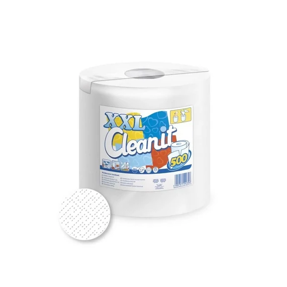 Háztartási papírtörlő kéztörlő 2 rétegű 500 lap/tekercs hófehér egyesével csomagolt Cleanit XXL 500 Lucart_852348IU
