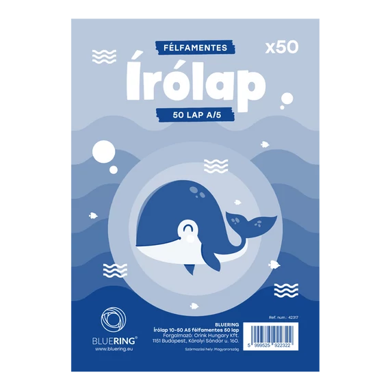 Írólap A5, 10-50 félfamentes 50lap Bluering®