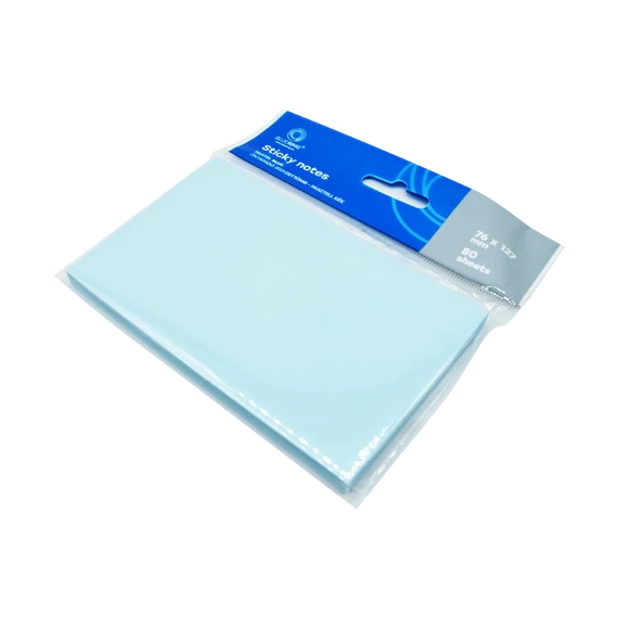 Jegyzettömb öntapadó, 76x127mm, 80lap, Bluering® , pasztellkék