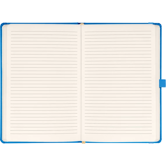 Keménytáblás notesz vonalas krémszínű lapokkal leszorító gumiszalaggal Blue 130x210mm, Presco