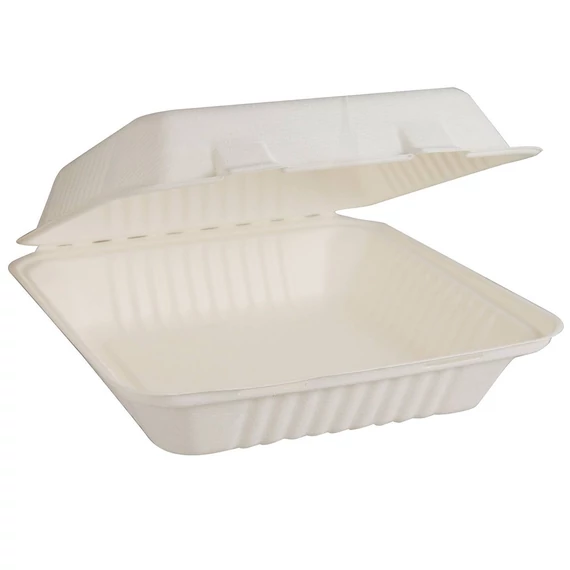 Papírdoboz ételes 1 részes HP3, 22,86 x 15,24 x 8,12 cm komposztálható cukornád 125 db/csomag, natúr