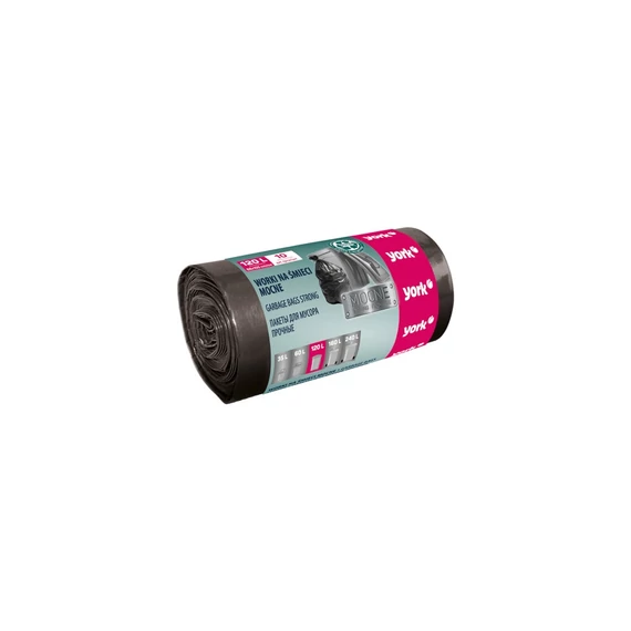 Szemeteszsák 120 liter 105 x 70 cm 29 mikron 10 db/tekercs York_090530 fekete