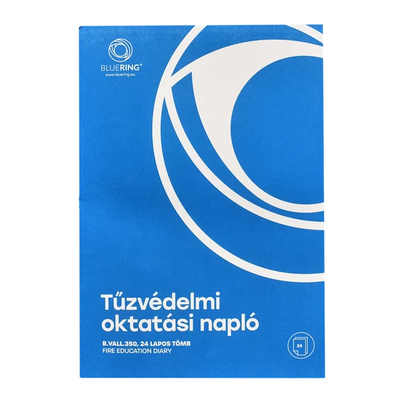 Tűzvédelmi oktatási napló 24lapos A4, álló B.VALL.350 Bluering®
