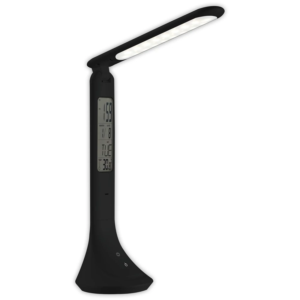 Asztali LED lámpa, kijelzővel, 5W, 4000K, AVIDE, fekete