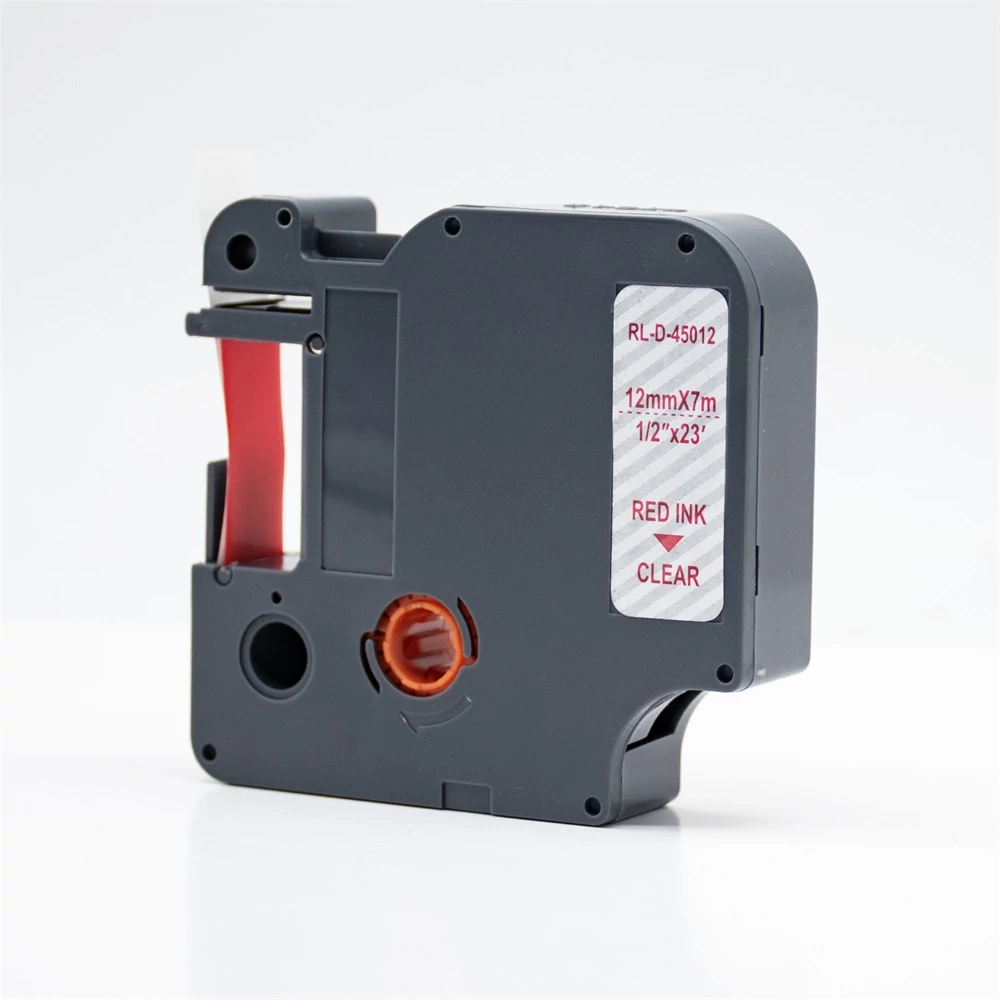 Feliratozógép szalag kompatibilis Dymo D1 S0720520/45012 12mmx7m ECO piros/víztiszta