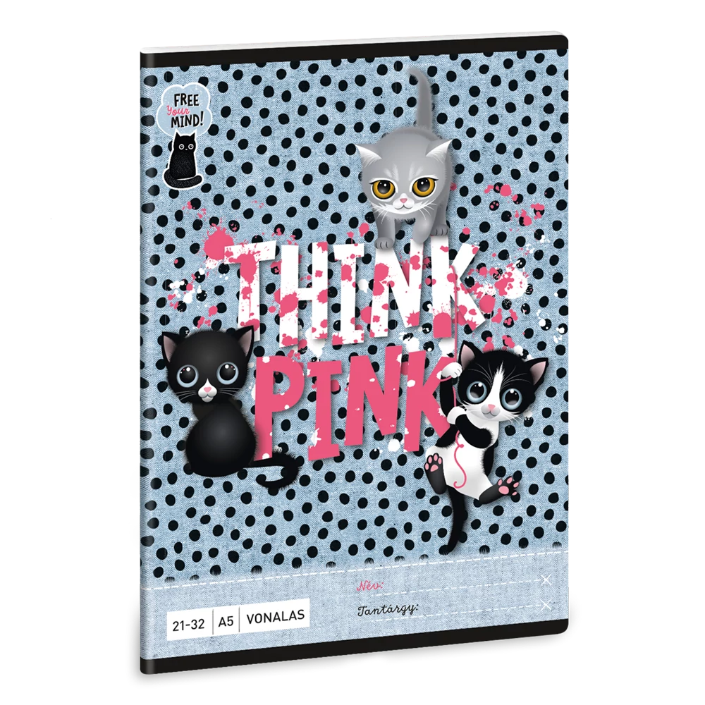 Füzet iskolai A5, 32lap, vonalas 21-32 4-8 osztályos Ars Una THINK-PINK (5285) 23  10db/csomag