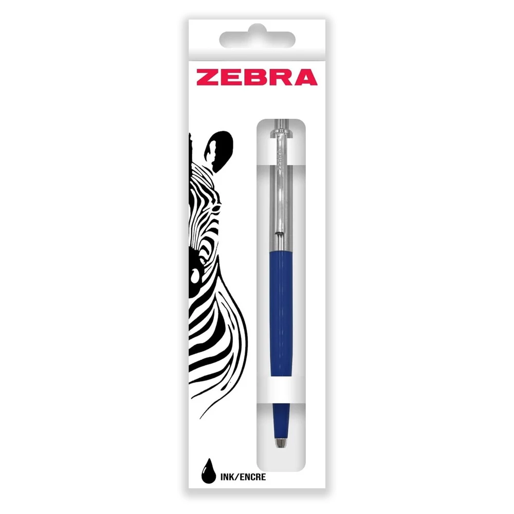 Golyóstoll nyomógombos 0,7mm, dobozban kék test, Zebra 901, írásszín kék