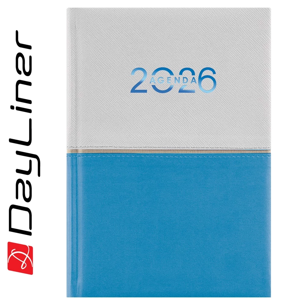 Határidőnapló Contrast B6 heti, fehér lapokkal fehér-világoskék Dayliner 2026.