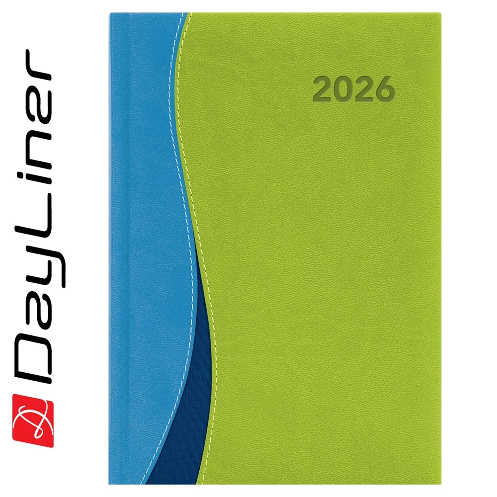 Határidőnapló Dubai A5 heti, fehér lapokkal kék-zöld Dayliner 2026.