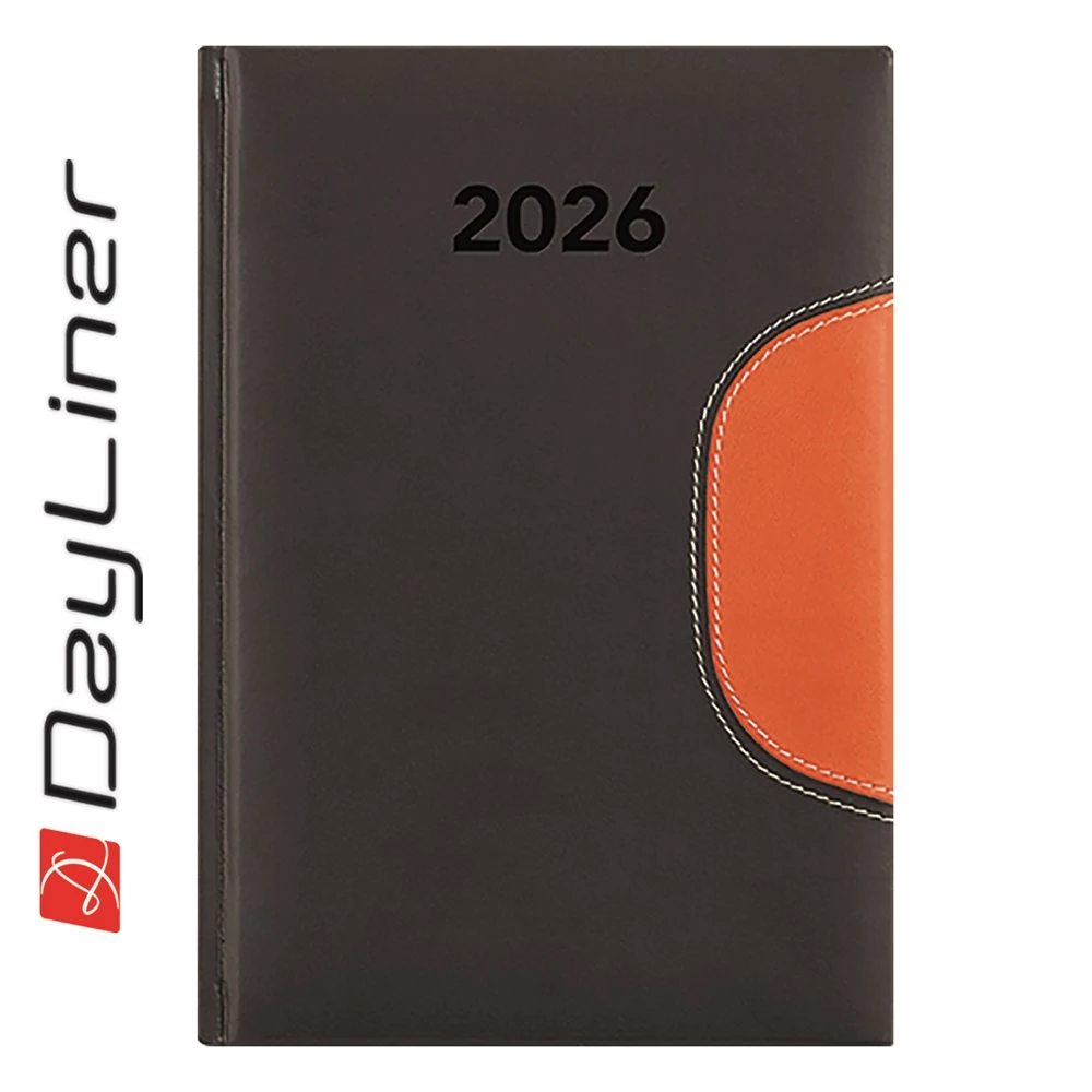 Határidőnapló Memphis B6 heti, fehér lapokkal fekete-narancs Dayliner 2026.