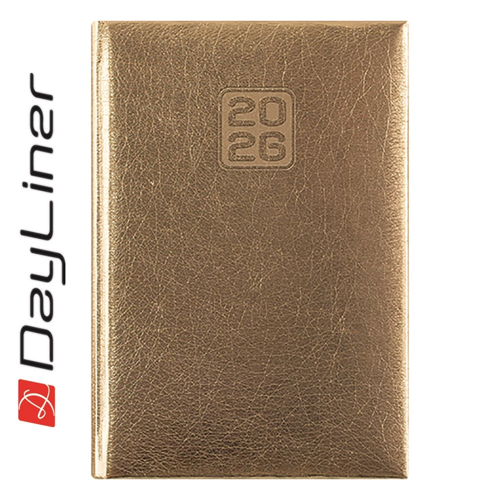 Határidőnapló Mirror A5 napi, fehér lapokkal arany Dayliner 2026.