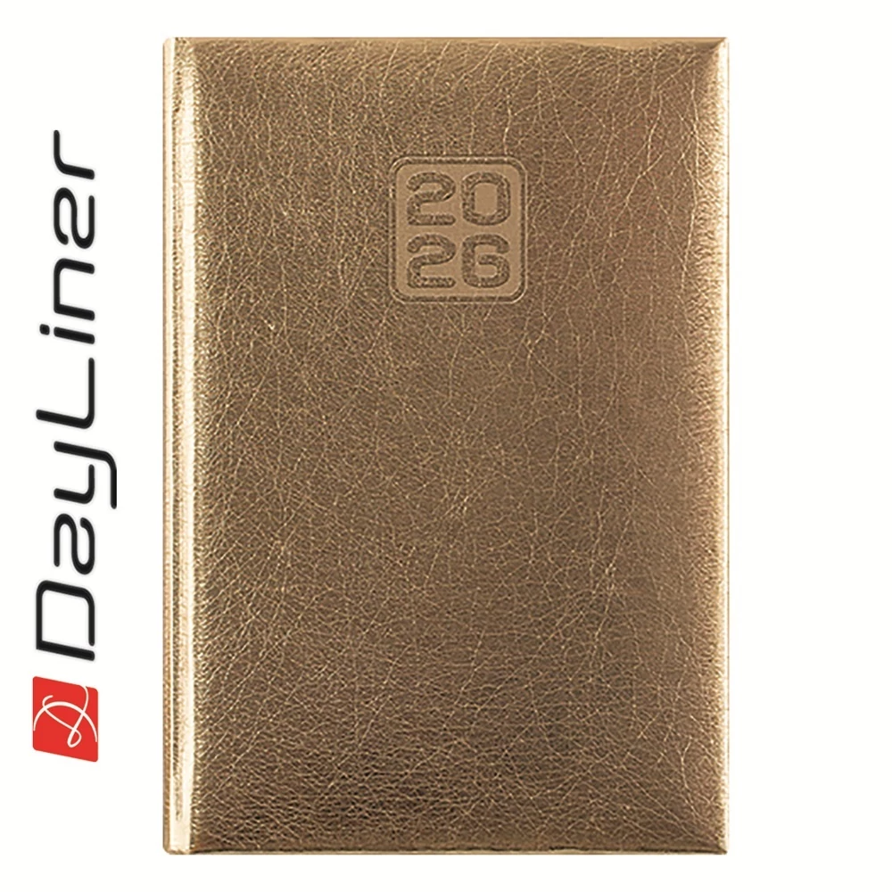 Határidőnapló Mirror B6 heti, fehér lapokkal arany Dayliner 2026.