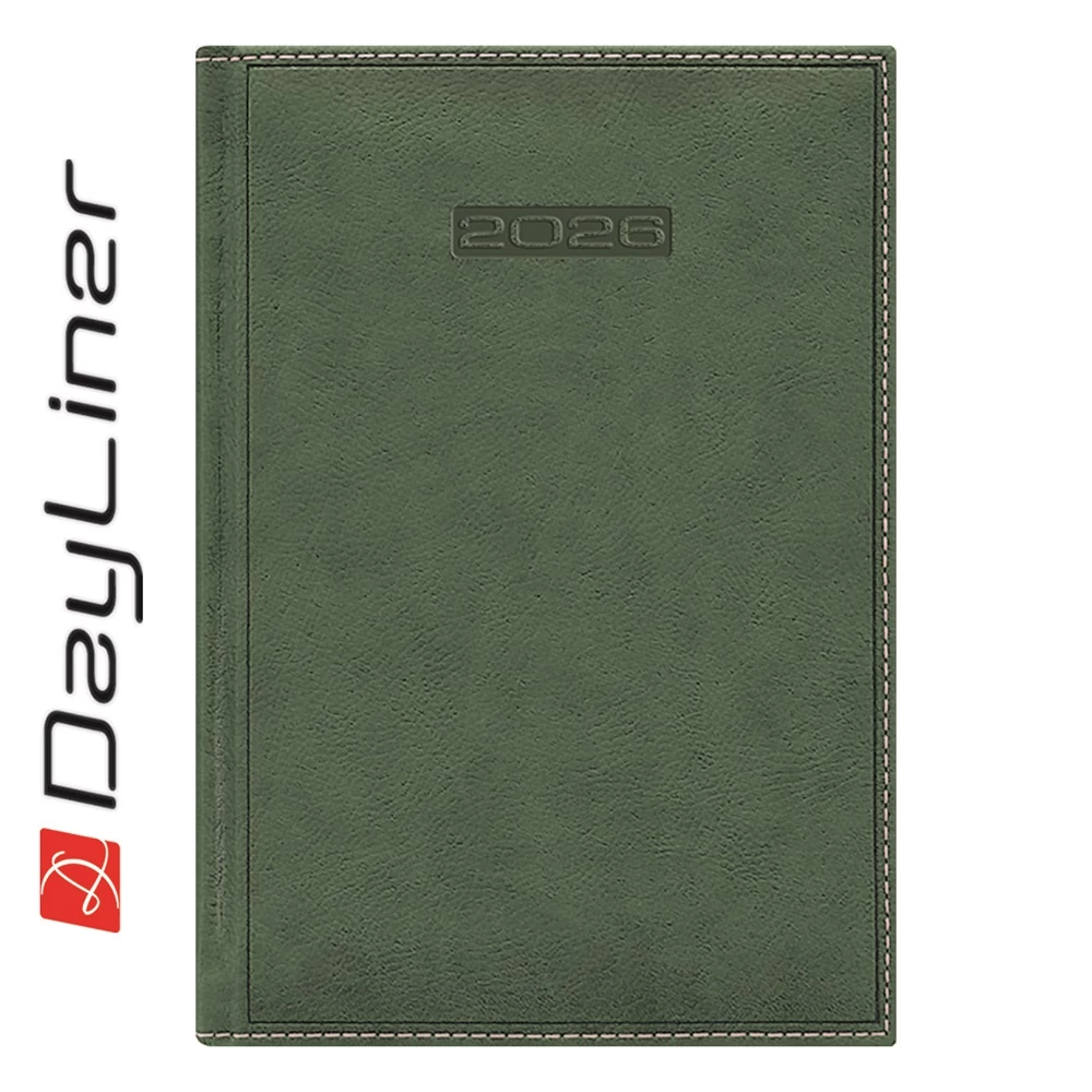 Határidőnapló Sherwood B5 heti, krémszínű lapokkal zöld Dayliner 2026.