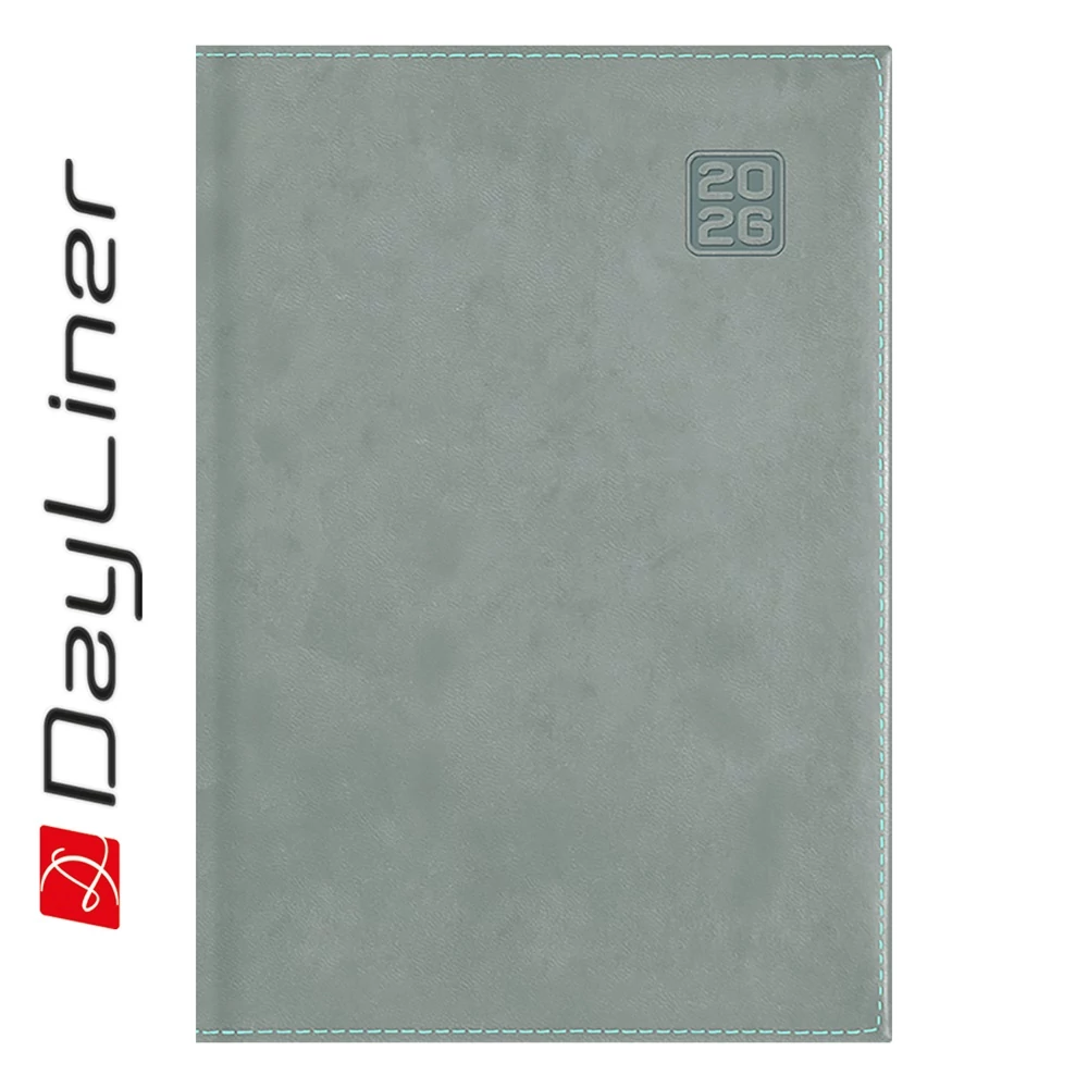 Határidőnapló Square A5 napi, fehér lapokkal szürke Dayliner 2026.