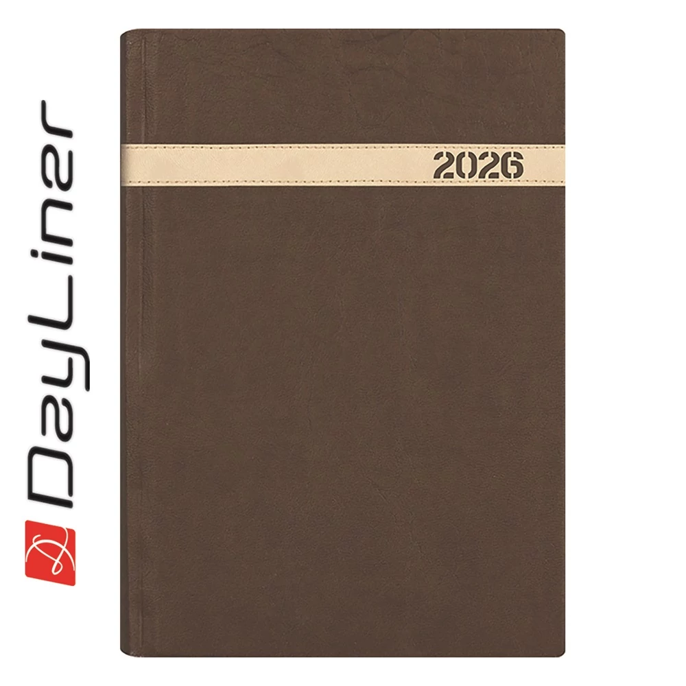 Határidőnapló The Boss B5 heti, fehér lapokkal barna Dayliner 2026.