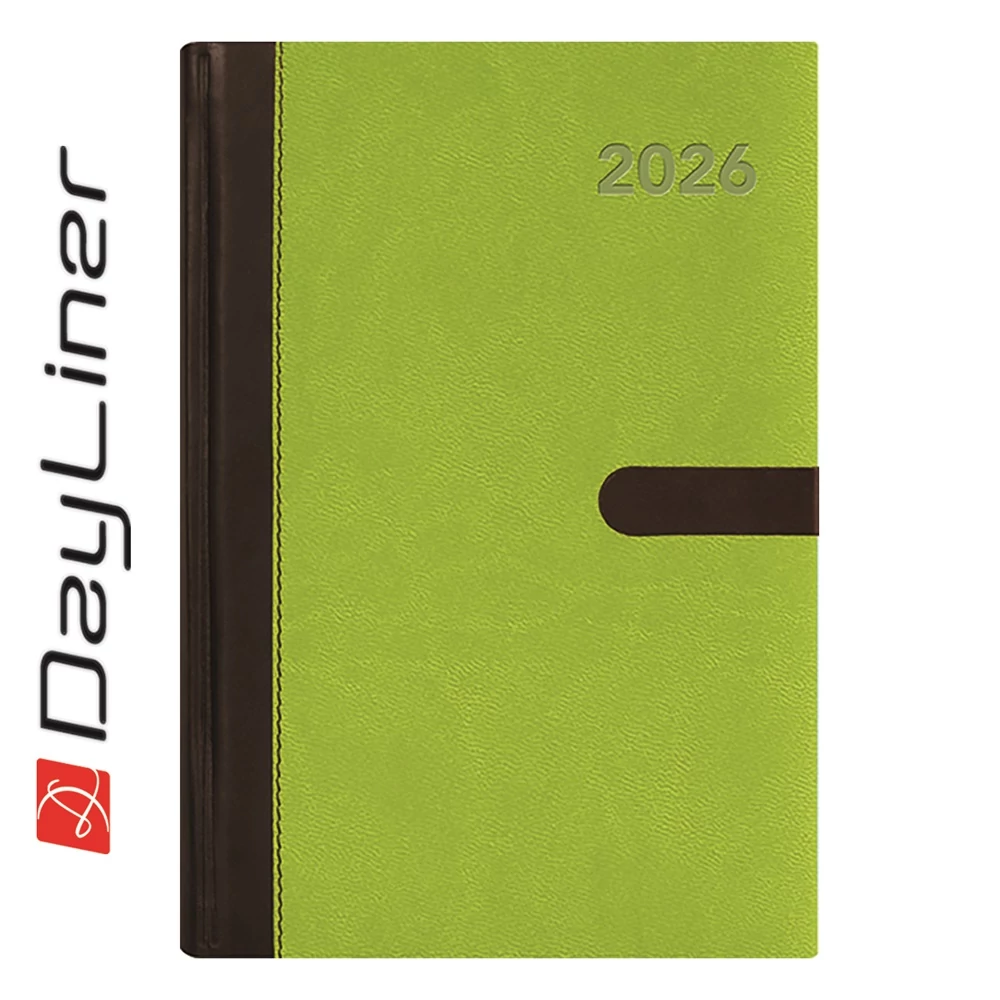 Határidőnapló Winner A5 napi, fehér lapokkal zöld Dayliner 2026.