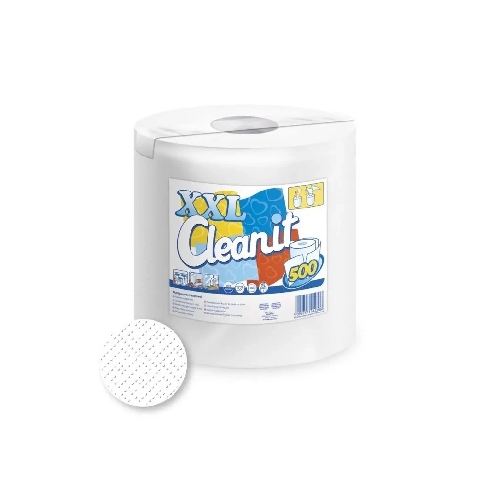 Háztartási papírtörlő kéztörlő 2 rétegű 500 lap/tekercs hófehér egyesével csomagolt Cleanit XXL 500 Lucart_852348IU