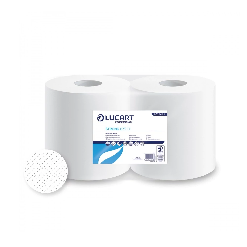 Ipari törlő 2 rétegű tekercses átmérő: 25 cm 100 % cellulóz 675 lap/tek 2 tekercs/karton Strong Lucart 675CF_852343J