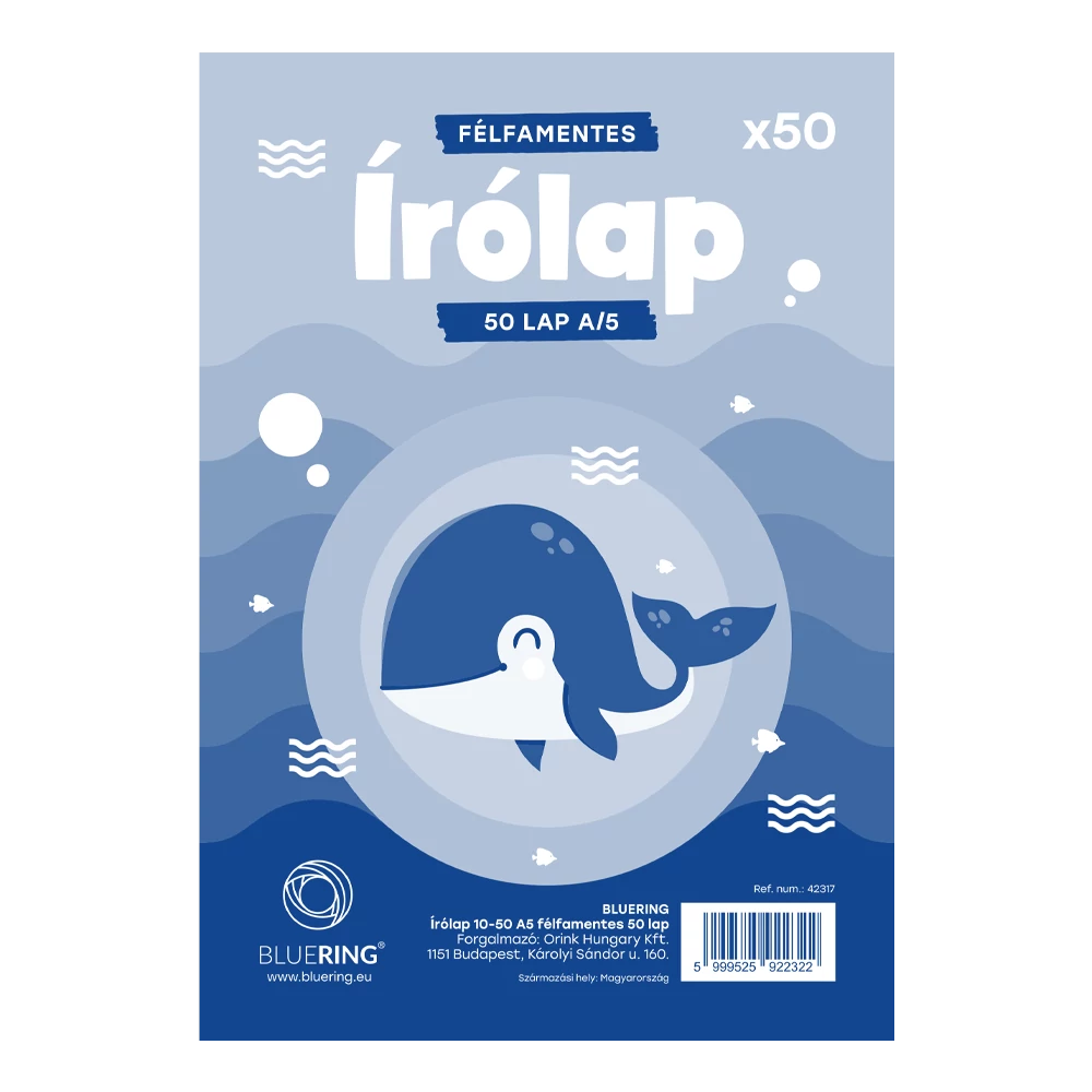 Írólap A5, 10-50 félfamentes 50lap Bluering®
