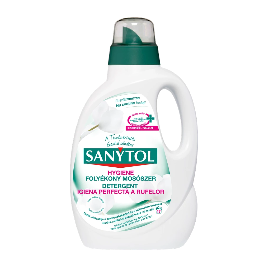 Mosógél 1,65 liter (17 mosás) fehér és színes ruhákhoz Sanytol Hygiene