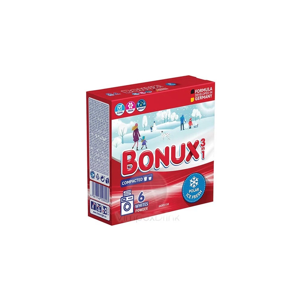 Mosópor 390 g (6 mosás) fehér ruhákhoz Bonux Ice Fresh