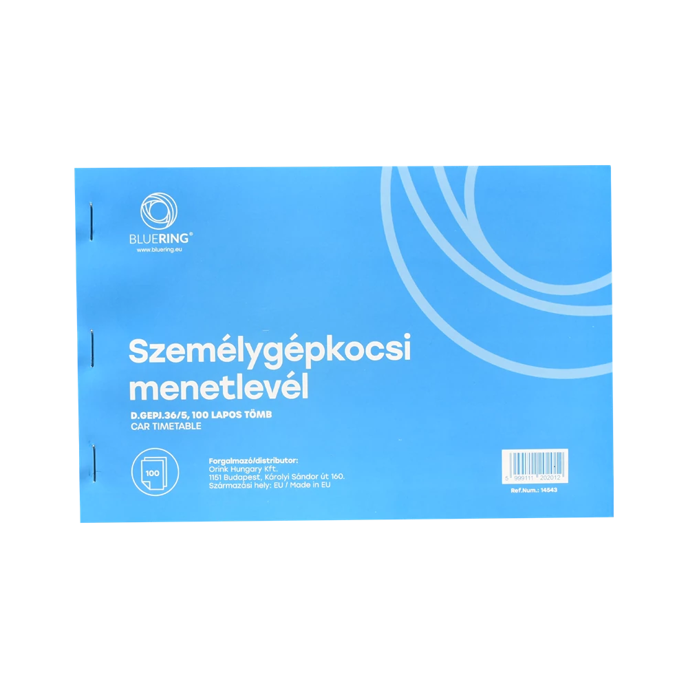 Személygépkocsi menetlevél A5, 100 lapos D.GEPJ.36/5 Bluering®