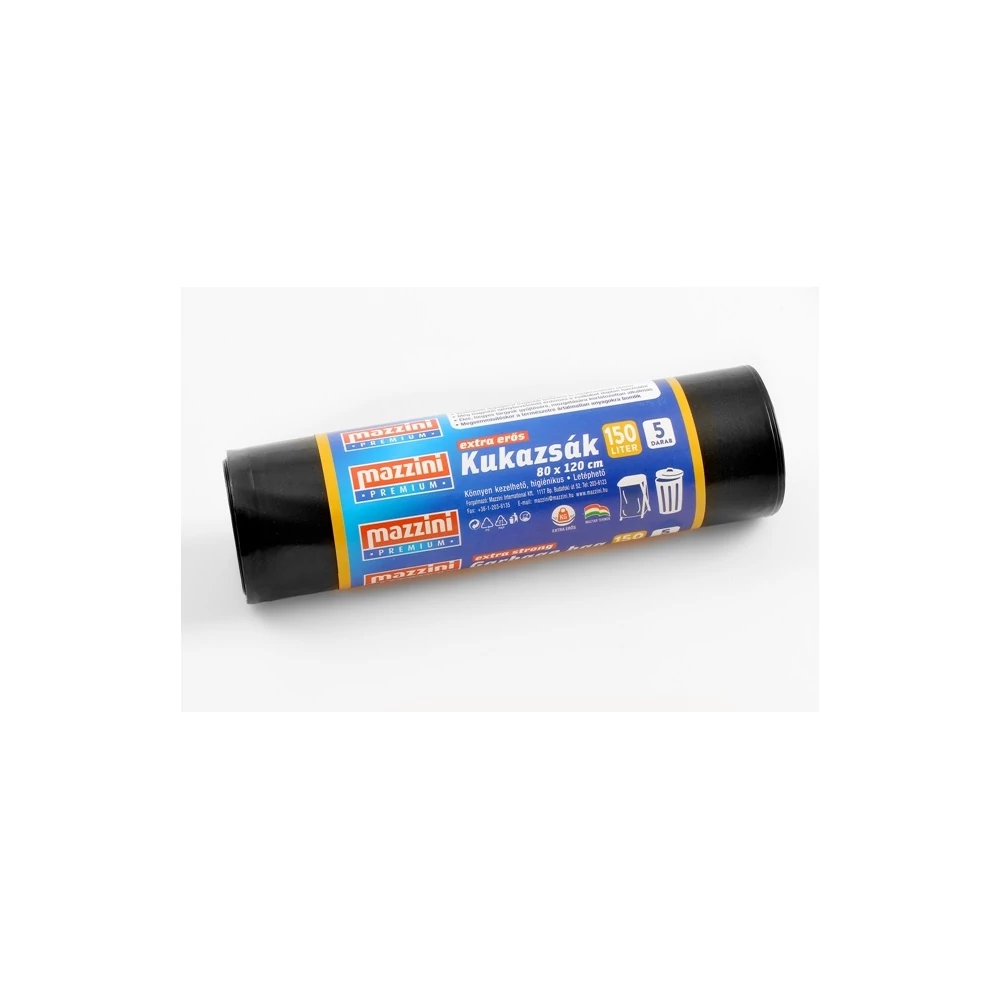 Szemeteszsák 150 liter 80 x 120 cm 40 mikron 5 db/tekercs Mazzini_fekete