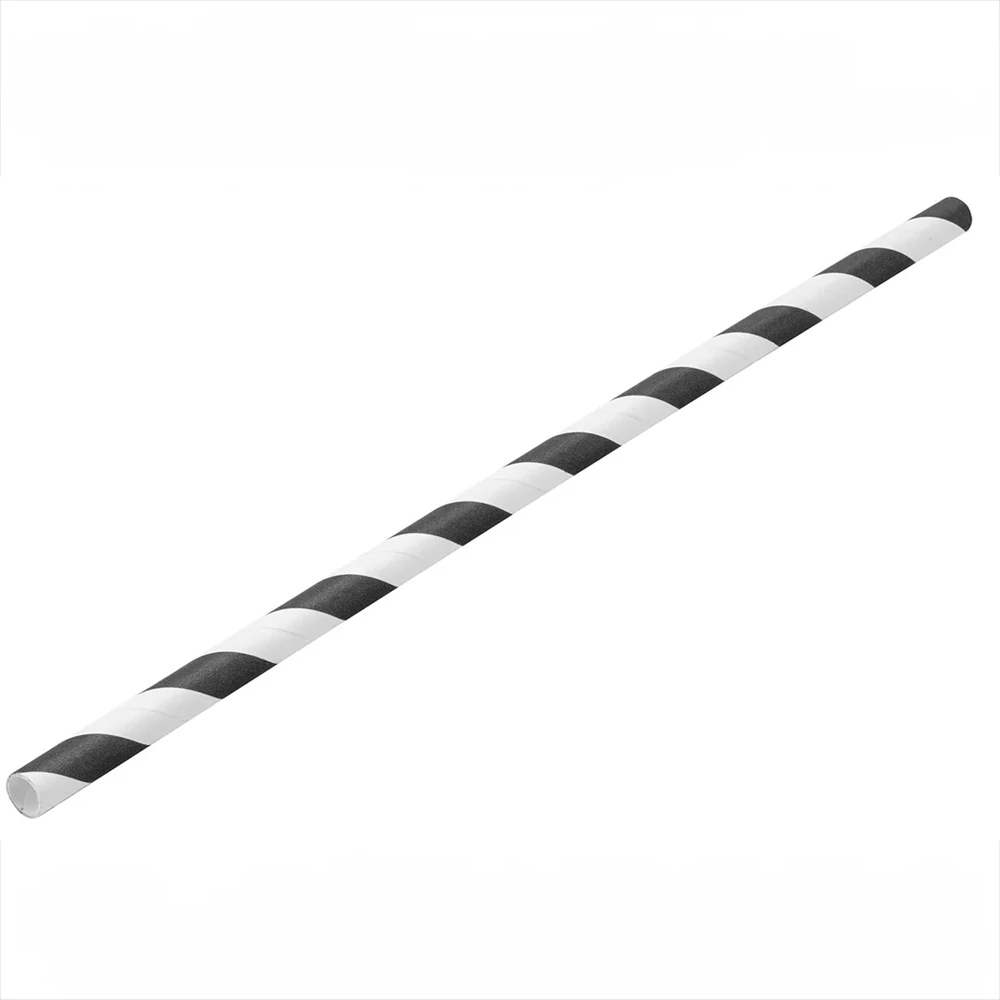 Szívószál papír 8 x 230 mm 250 db/csomag, fekete / fehér csíkos