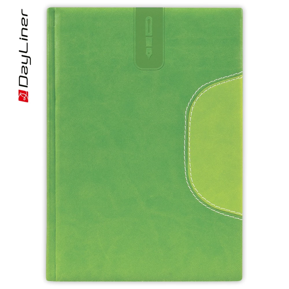 Tárgyalási napló Memphis B5 napló, fehér lapokkal zöld-zöld Dayliner 2026.