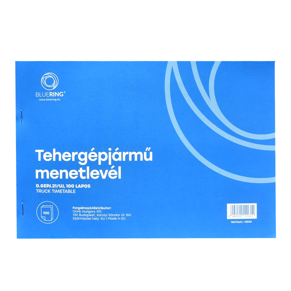 Tehergépjármű menetlevél A4, 100 lapos D.GEPJ.21/UJ Bluering®